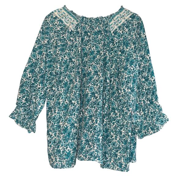Cafe Marrakech Peasant Top Women’s XL Floral Boho Cottagecore Prairie Relaxed - Picture 4 of 7